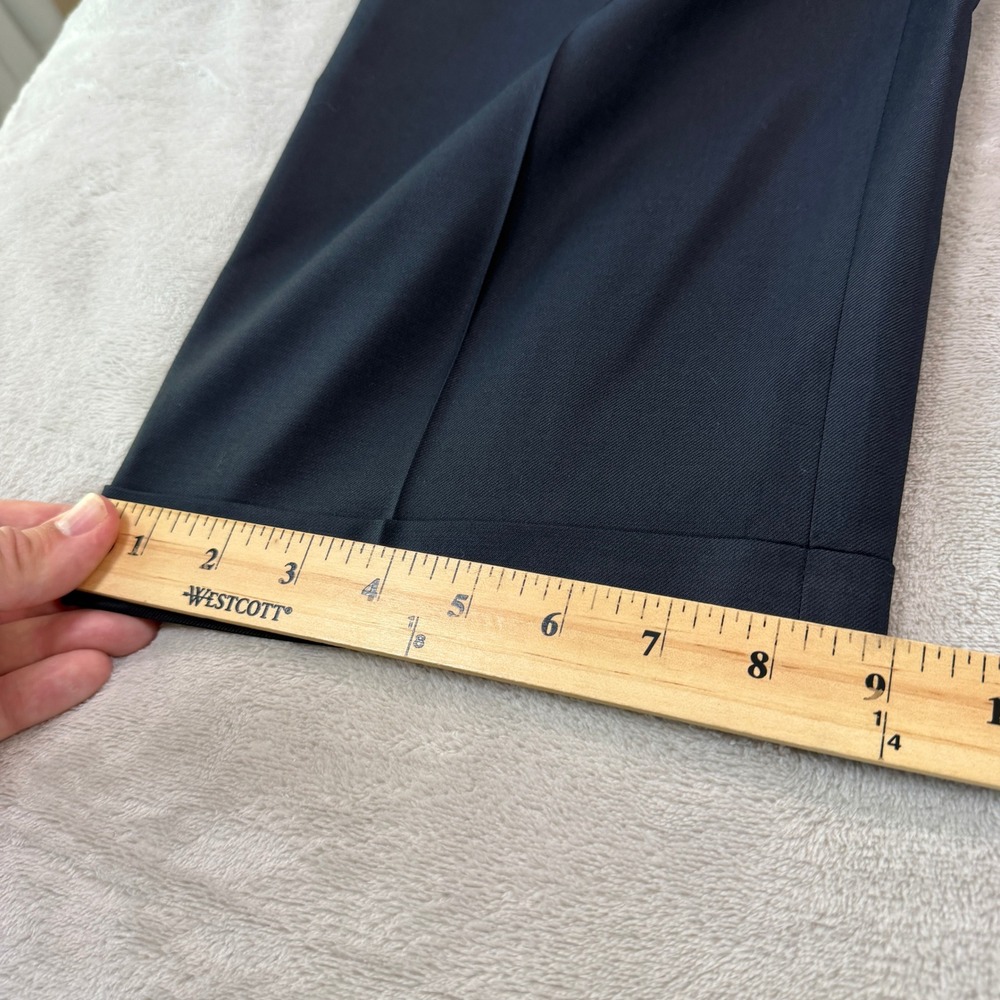 Lauren Ralph Lauren Mens 40x30 Navy Blue 120s Wool Cashmere Pleated Cuffed Pants - Picture 12 of 13